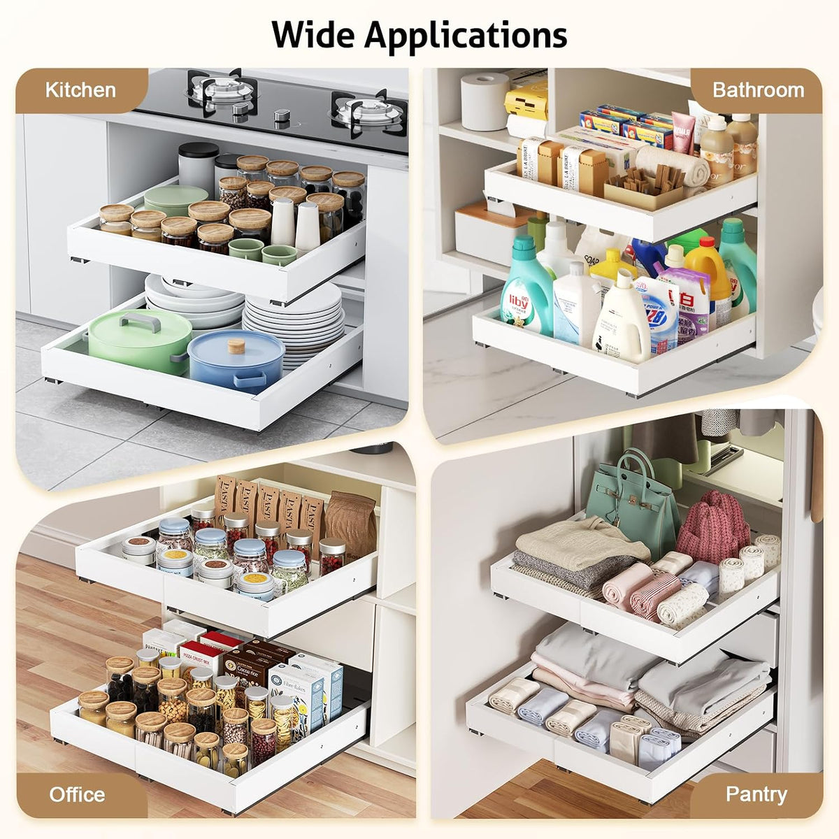 2 Pack Expandable Pull-Out Cabinet Organizer, 11.4"-18.9" W