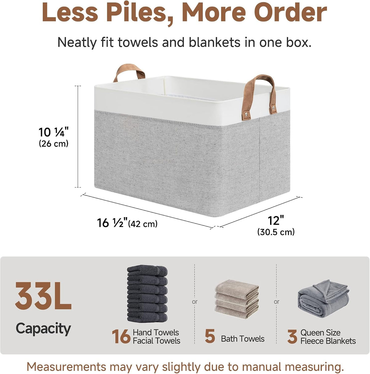 Storage Bins – Large Storage Baskets with Metal Frame – Gray and White - Field & Nook
