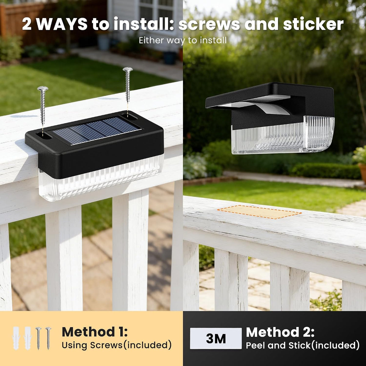 Solar Deck Lights Outdoor, Solar Step Lights Waterproof, 16 Pack Warm White | Step Lights Waterproof Outdoor for Deck, Step, Fence, Wall, Patio, Yard, Pool, Pathway and Stairs