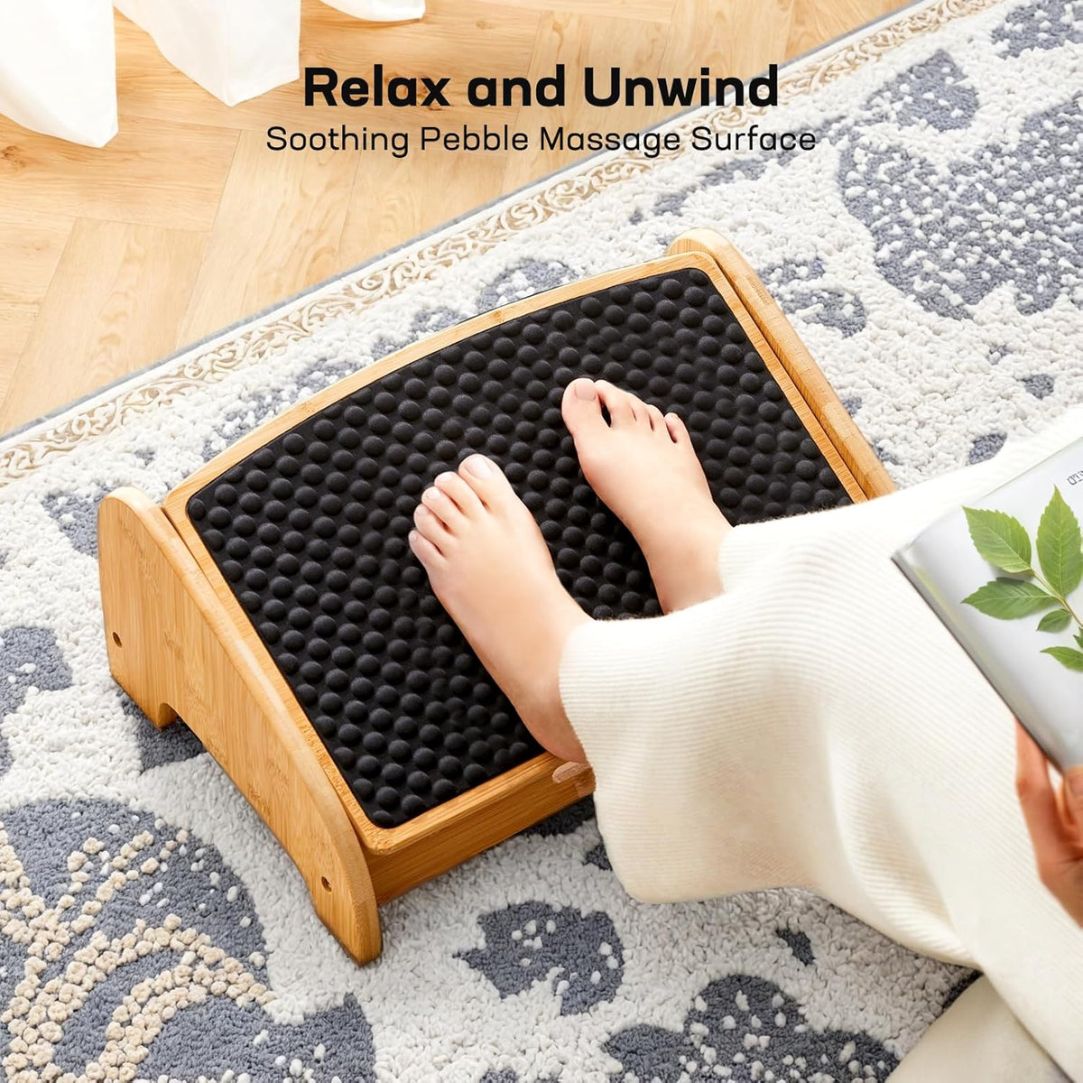 4-Height Bamboo Footrest with Massage Texture - Field & Nook