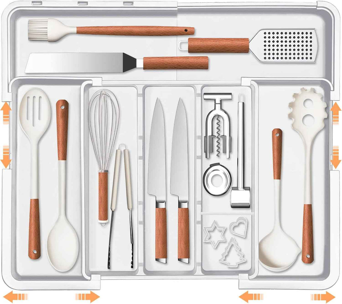 Large Expandable Utensil Drawer Organizer | Adjustable 13"–22" | BPA-Free Plastic