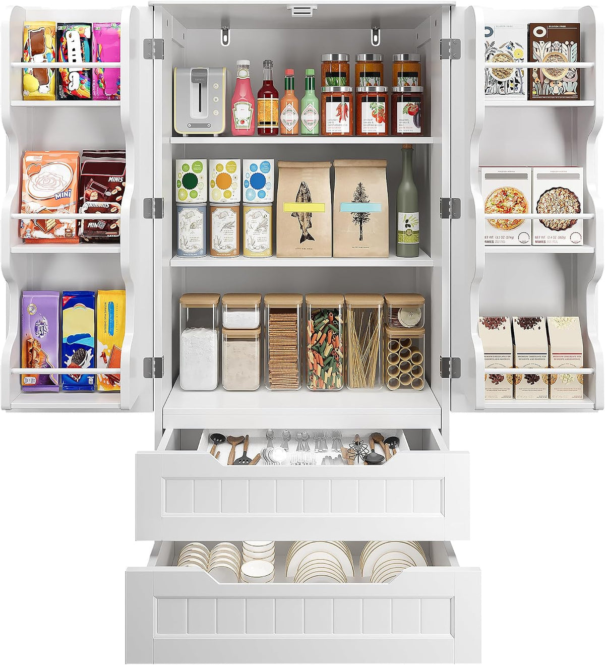 Freestanding Kitchen Pantry Cabinet – 47-Inch Adjustable Storage