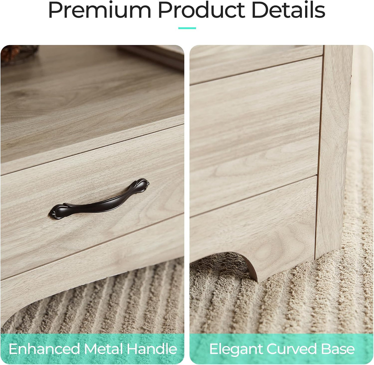 LINSY HOME Farmhouse Coffee Table with Storage, Oak and Brown