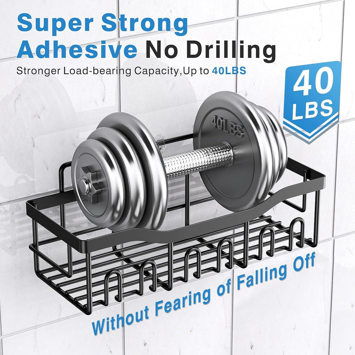 Adhesive Shower Caddy Set – 5-Piece Rustproof Wall Organizer