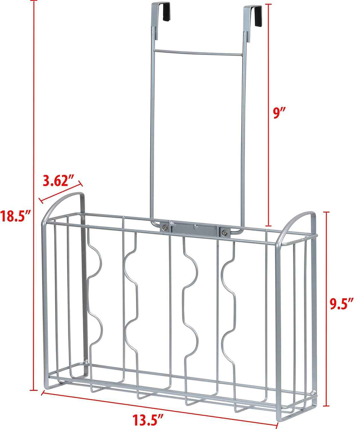 Simple Houseware Over Cabinet Door Organizer, Silver