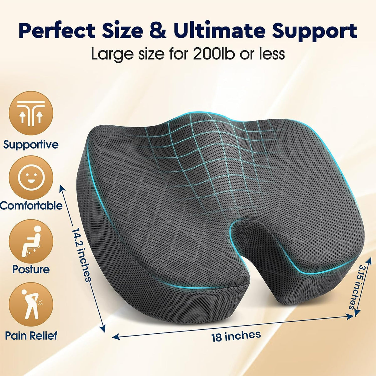 Portable Memory Foam Seat Cushion for Office and Travel - Field & Nook