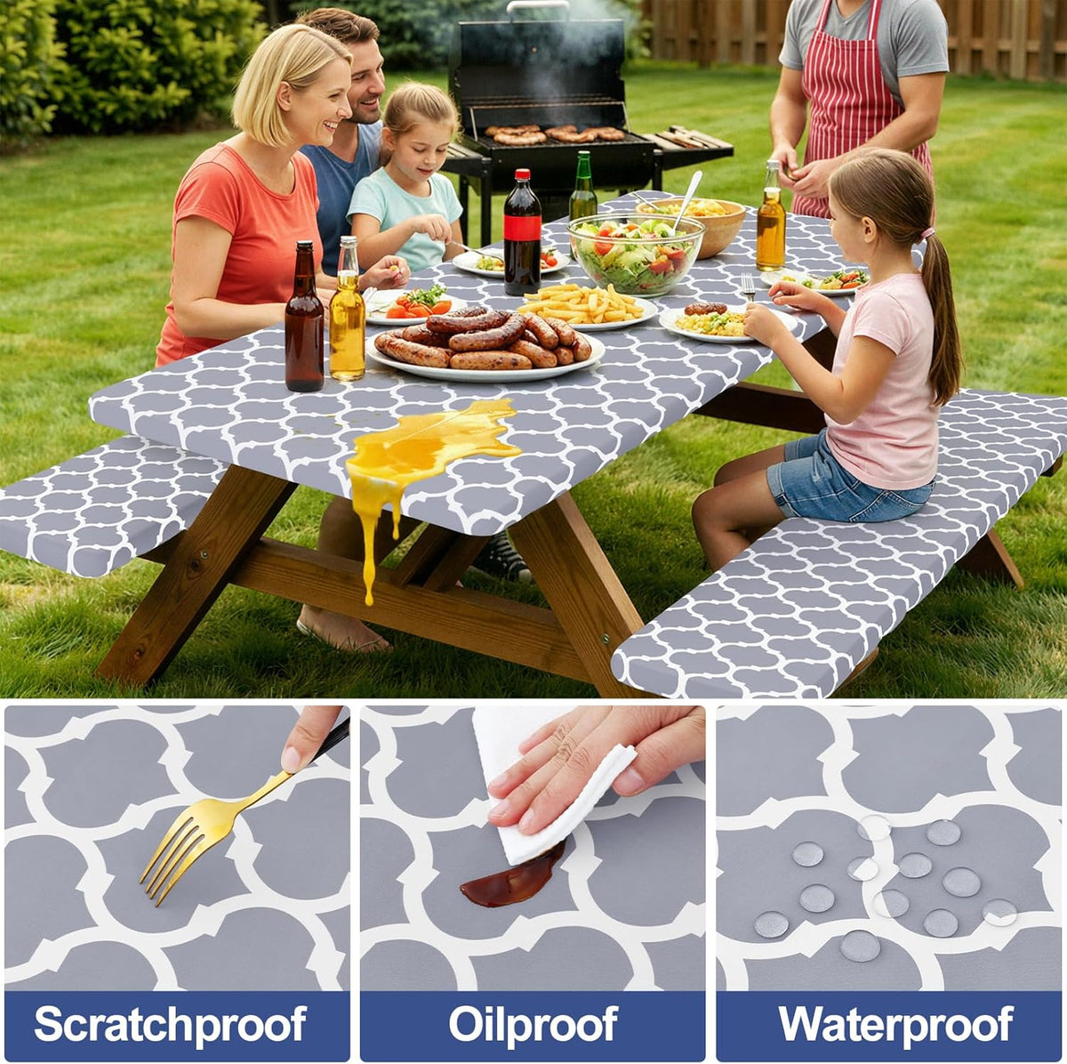 Waterproof Picnic Table and Bench Cover Set – Elastic Fit