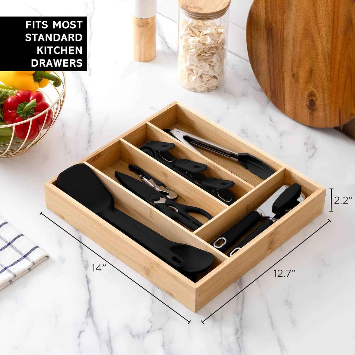 COOK WITH COLOR Bamboo Kitchen Utensil Set, 18 Piece, Black