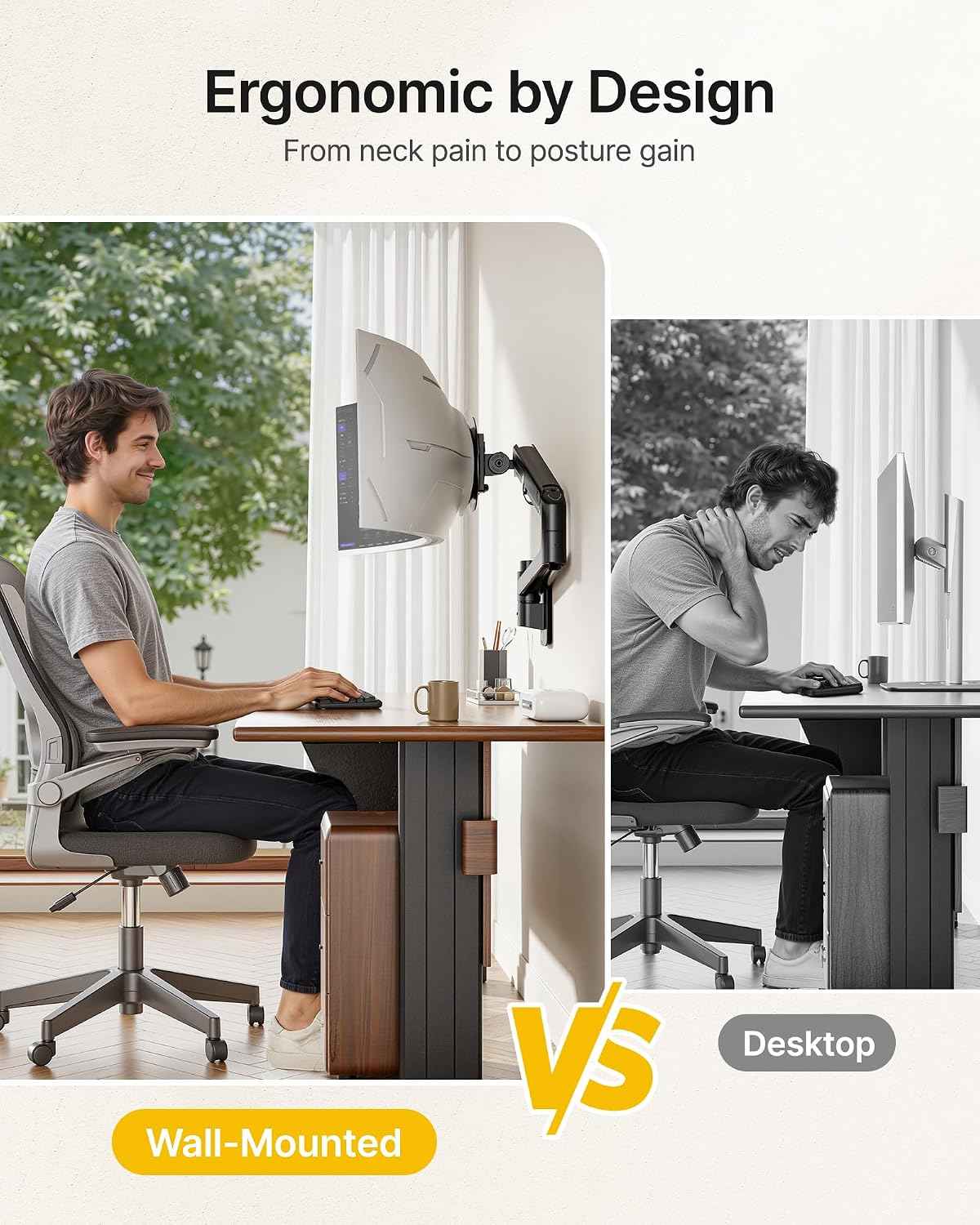 monTEK Single Monitor Wall Mount, 17–57" Gas Spring Arm, Heavy Duty, Black | Fits Max 57" Curved & Ultrawide Monitors, Holds Up To 59.4 Lbs, Full Motion Wall Mount, Compatible With 75/100mm VESA