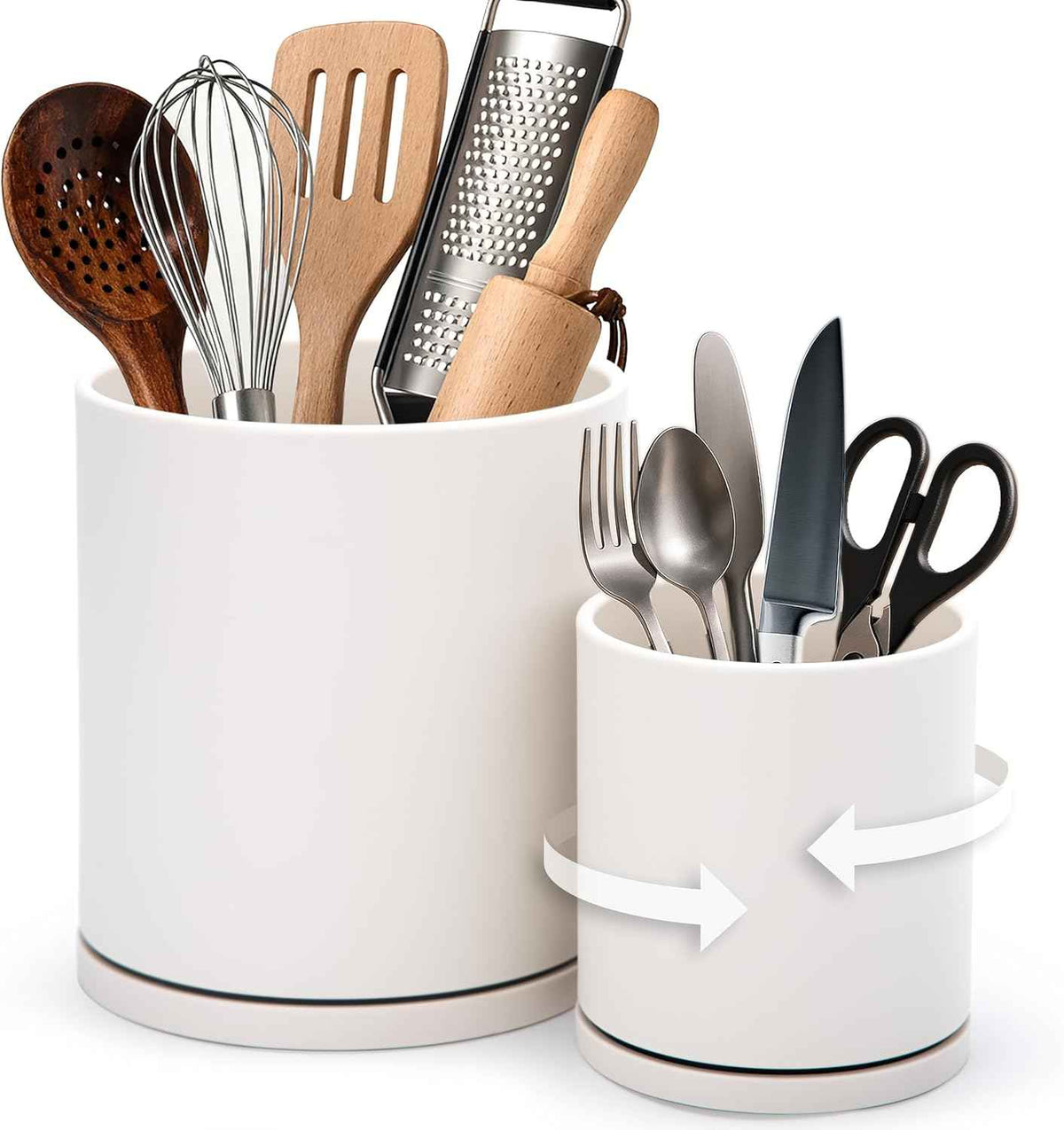 D'vine Dev Rotating Utensil Holder Set, 7.2" + 5"