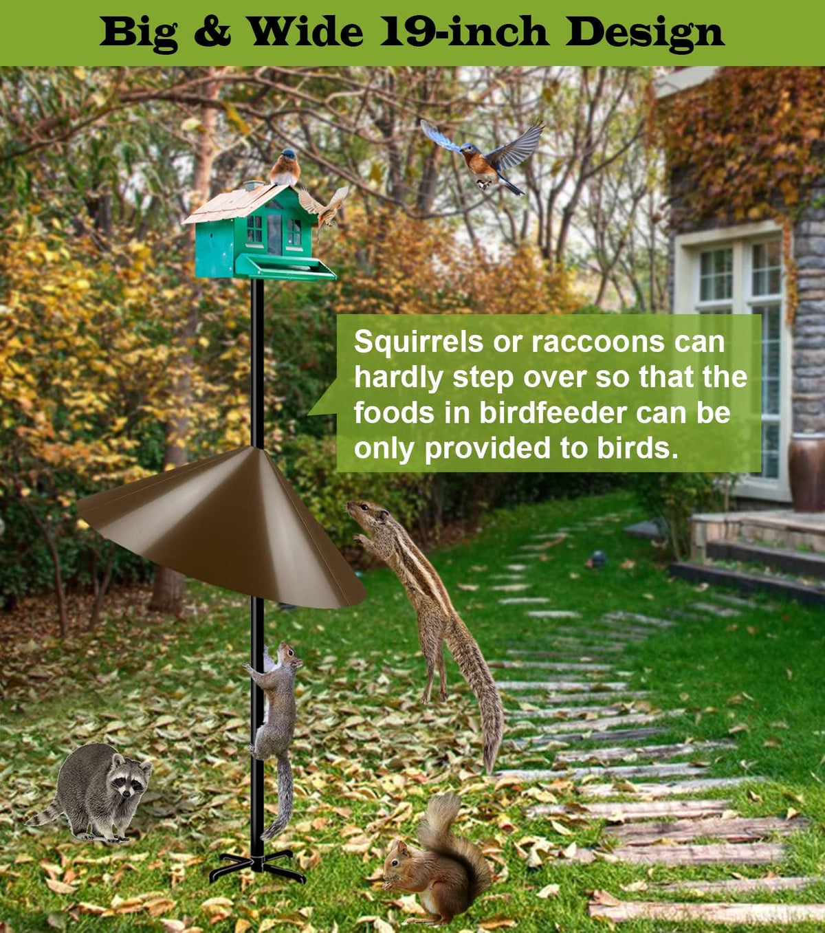 Wide Squirrel Baffle for Bird Feeder Poles – 19 in, Brown, 1 Pack