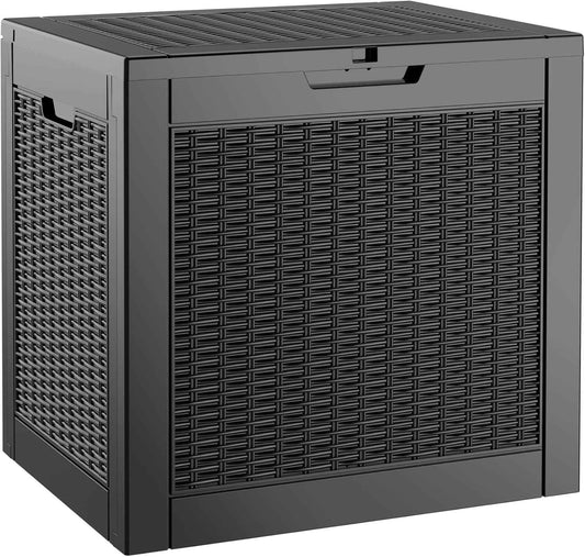 KAMABOKO 31 Gallon Outdoor Storage Box, Resin Deck Boxes Indoor and outdoor, Waterproof Storage Box Lockable Lid for Garden Tools, Package Delivery, Pool Supplies, Patio Cushions, Black