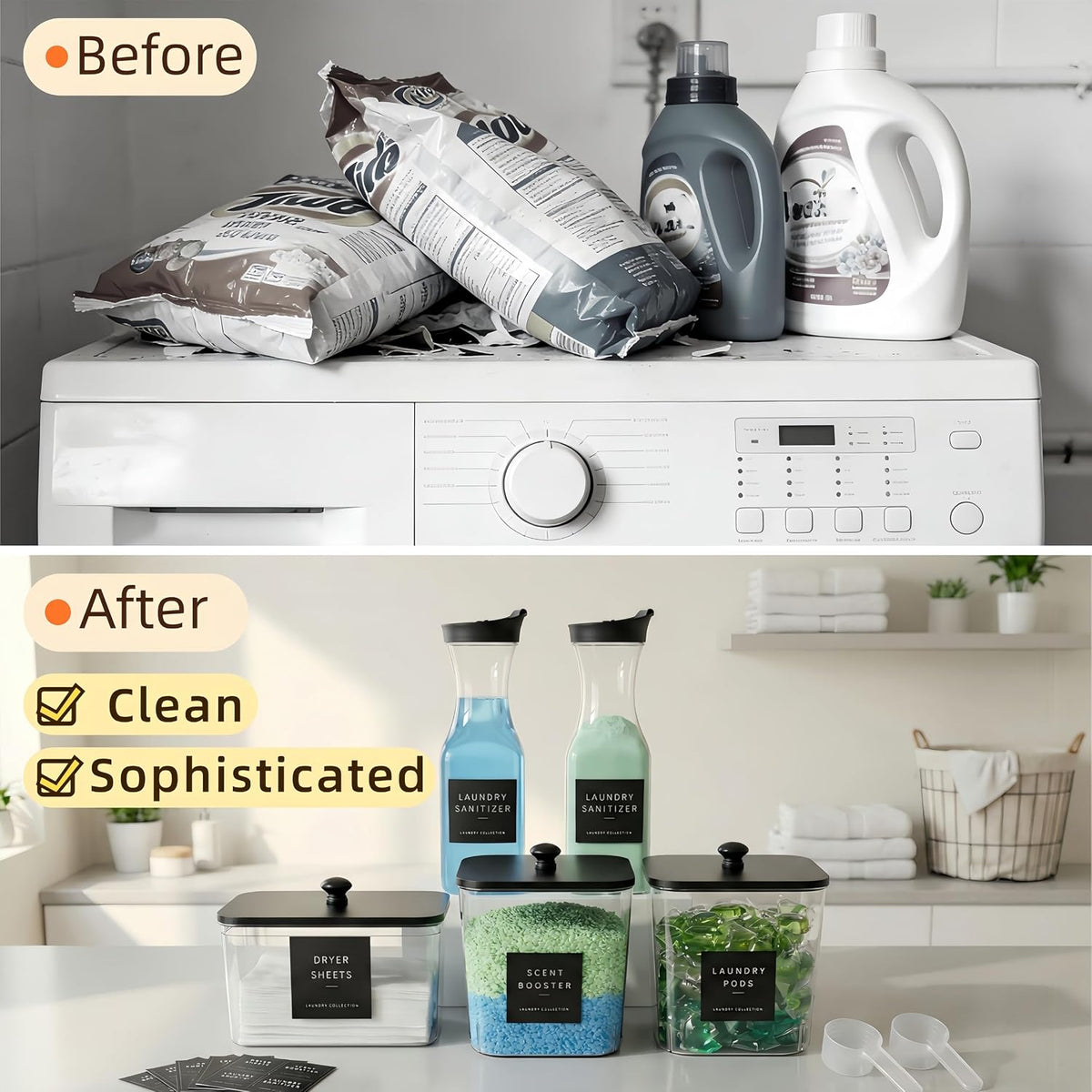 3+2-Pack Laundry Pods Containers & Dryer Sheet Holder & Laundry Detergent - Field & Nook