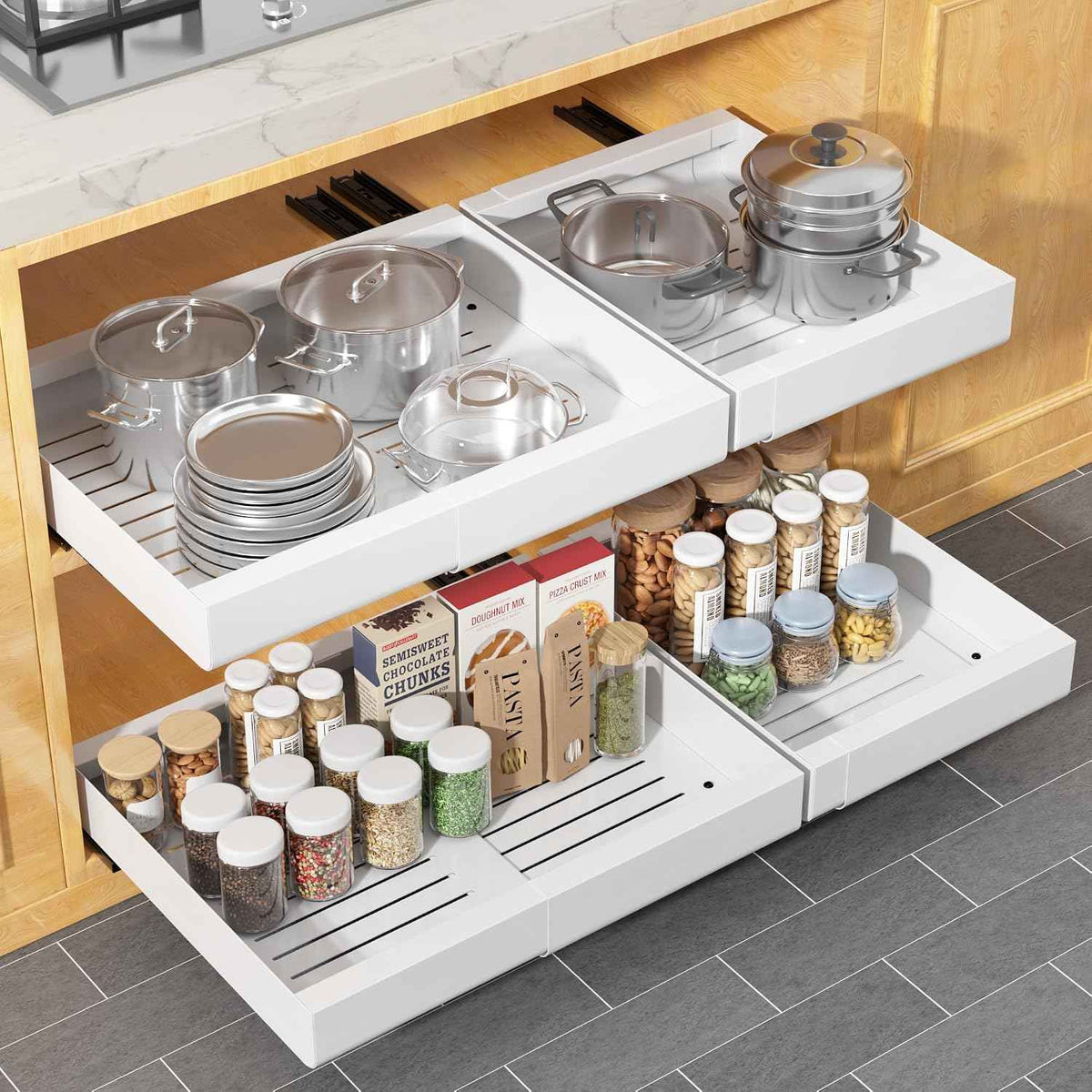 Pull Out Cabinet Organizer, 11.7"-19.7" Expandable Width