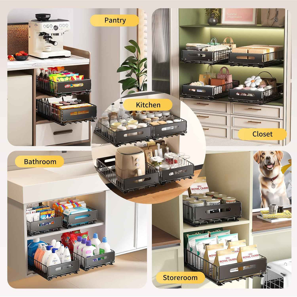 Pull-Out Cabinet Organizer, 1-Pack, Black