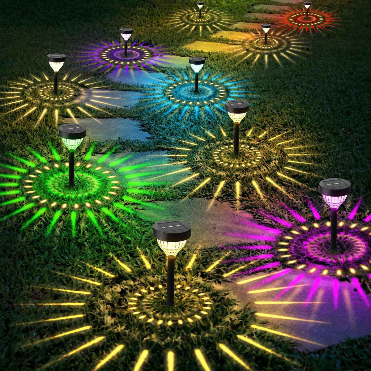 Vangue Solar Lights Outdoor Garden, 2025 New Dynamic Running Light, IP65 Waterproof Dual-Mode Solar Powered Outdoor Lights for Pathway Lawn Patio Yard Landscape Driveway (4)