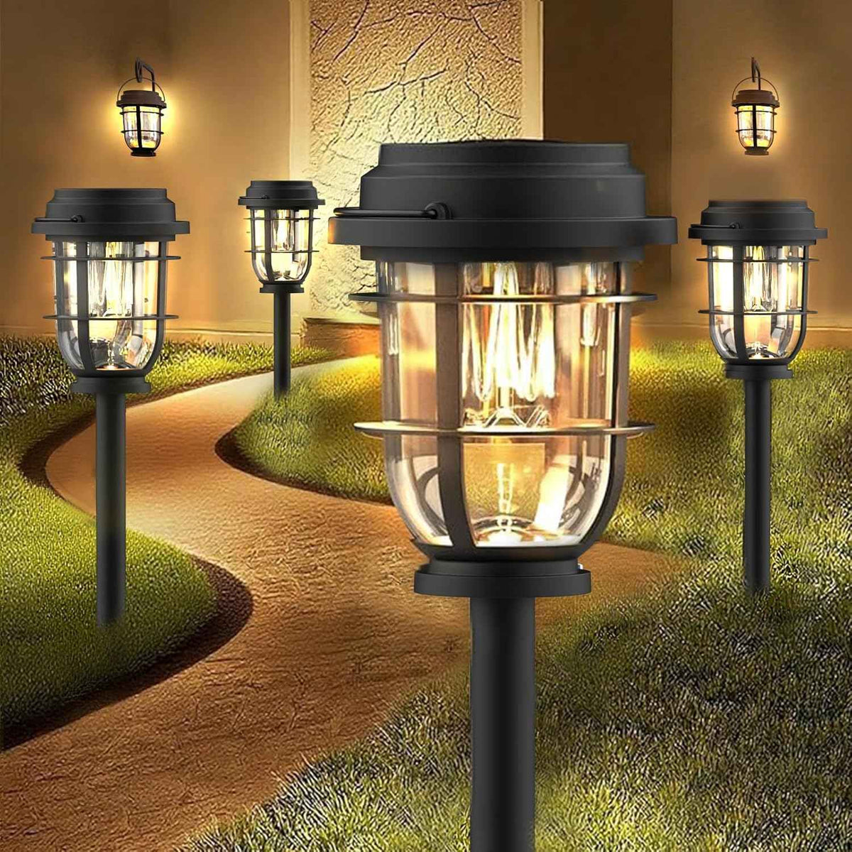 Warm-Glow 3-in-1 Solar Pathway Lights – 8 Pack