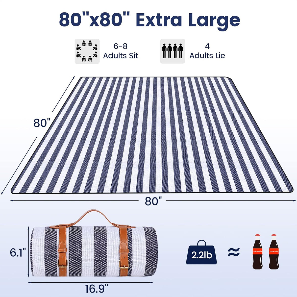 80-Inch Three-Layer Waterproof Picnic Blanket - Field & Nook