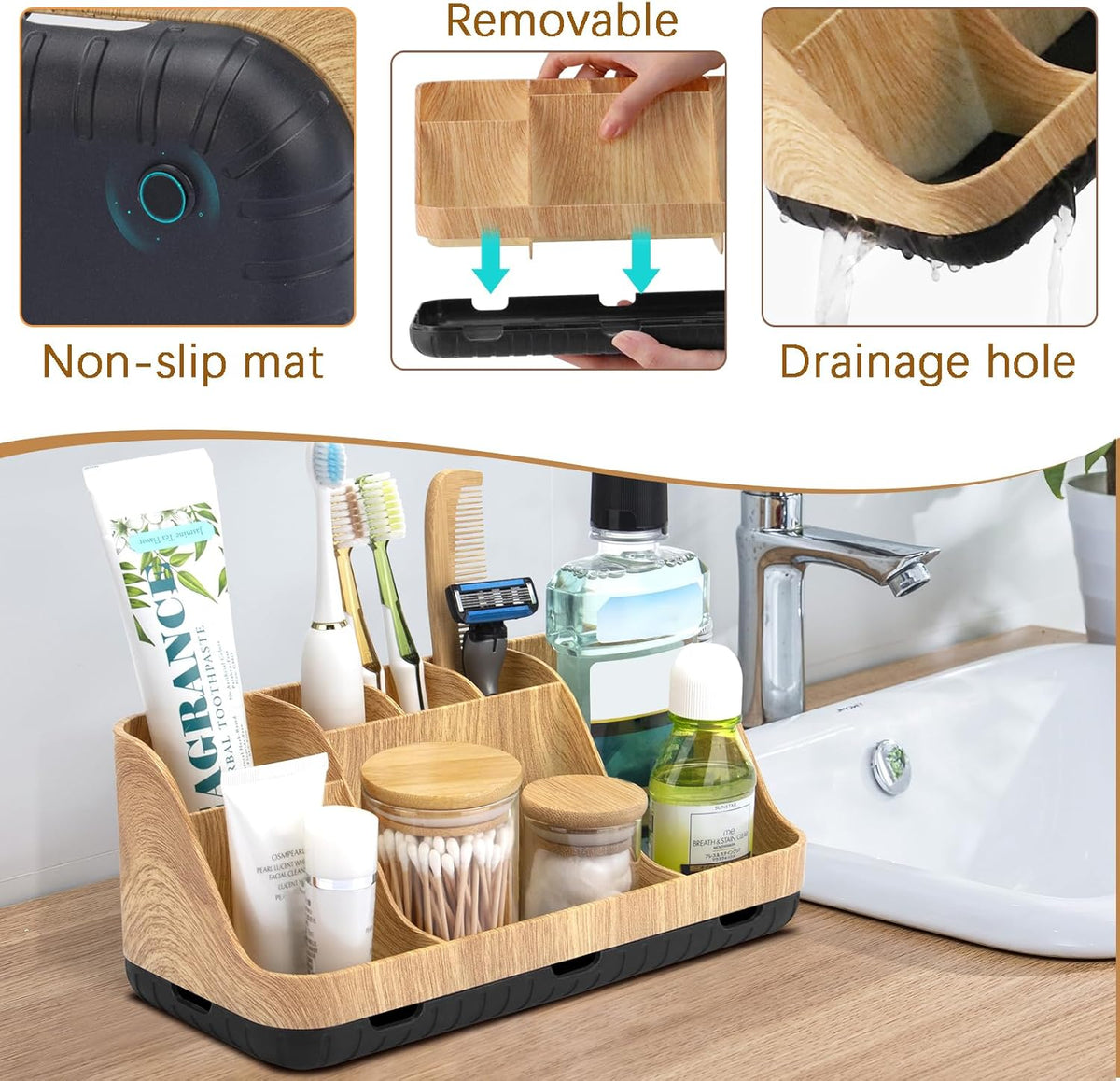 Seven-Slot Toothbrush Organizer – Detachable Drainage Holder