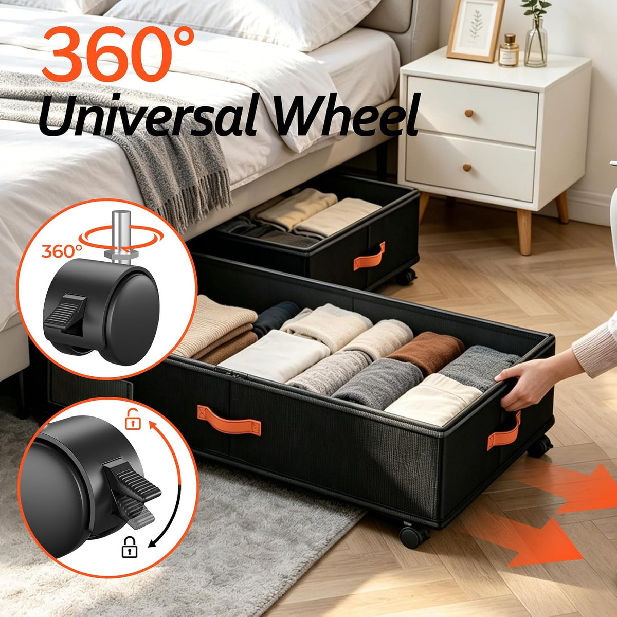 Under Bed Storage with Wheels 2-Pack, Under Bed Storage Containers 66L Clear Lids, Rolling Storage Drawers for Clothes Shoes Blankets, Underbed Organizer Bins(30" L x 16.2" W x 7.5" H) - Field & Nook