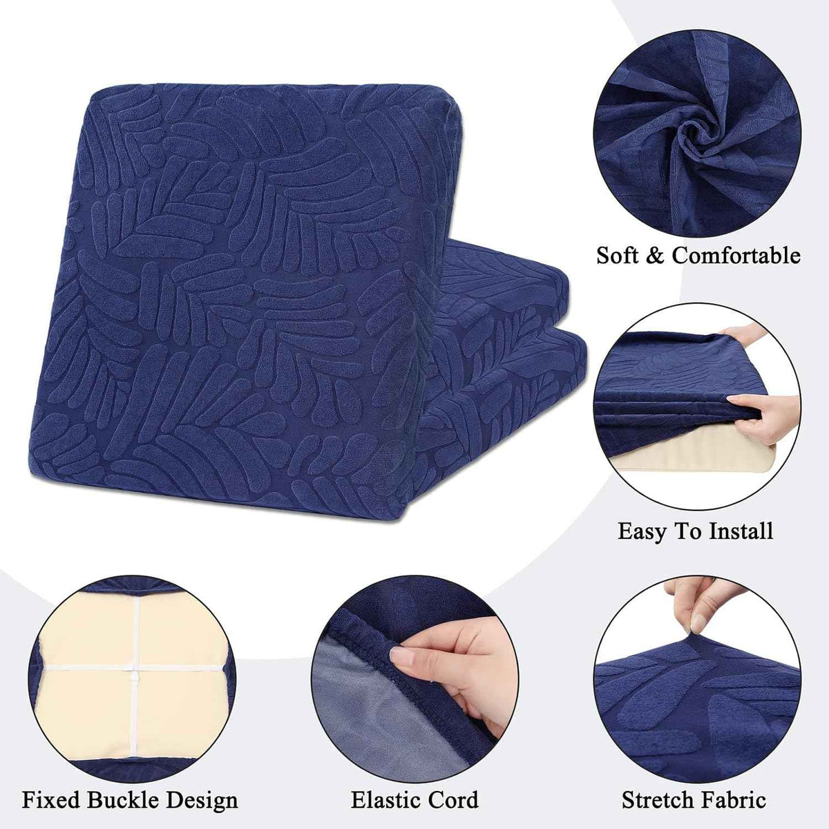 HEBE Outdoor Cushion Covers 8 Pcs, Stretch Patio Sofa Couch Cushion Cover | Waterproof Outdoor Couch Slipcovers Replacement, Washable Reusable Chair Seat Cushion Cover for Patio Furniture Protector