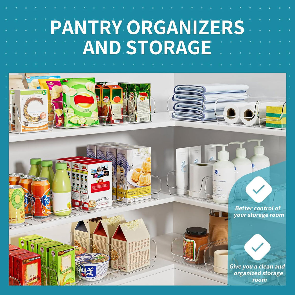 Set of 6 Clear Plastic Storage Bins - The Ultimate Pantry Organizers and Storage Solution for Kitchen, Cabinet, and Refrigerator Organization - Field & Nook