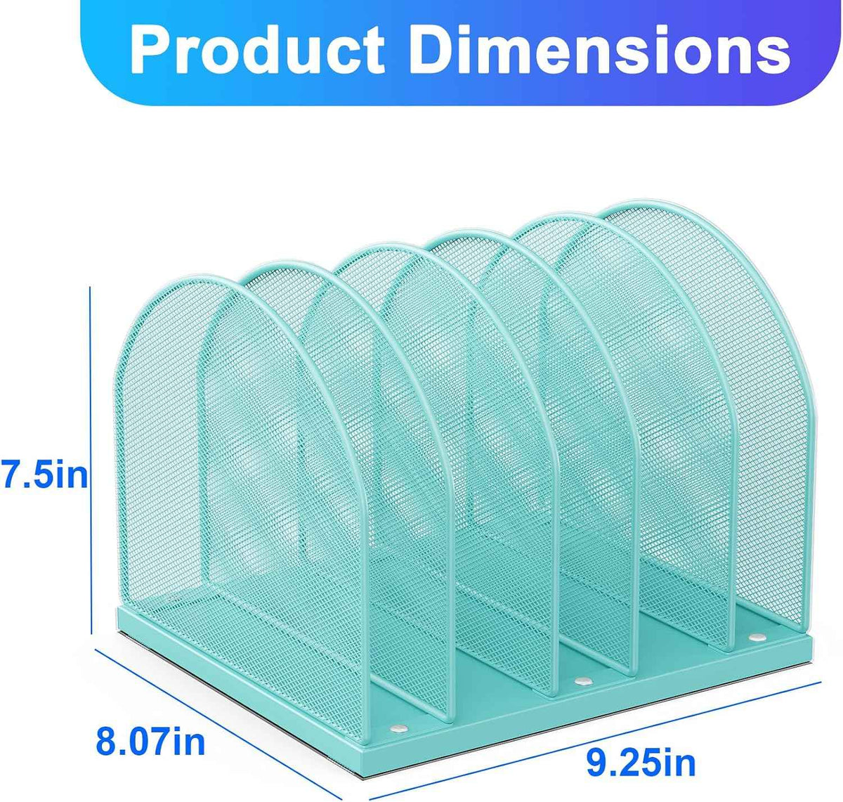 gianotter Desktop File Organizer with 5 Compartments | Desk Organizer Paper Organizer for Desk Workspace Organizers for Office Supplies (Blue, Upright Style)