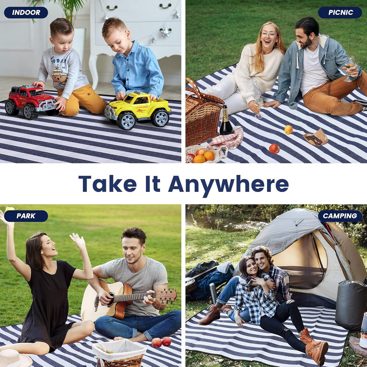 80-Inch Three-Layer Waterproof Picnic Blanket - Field & Nook