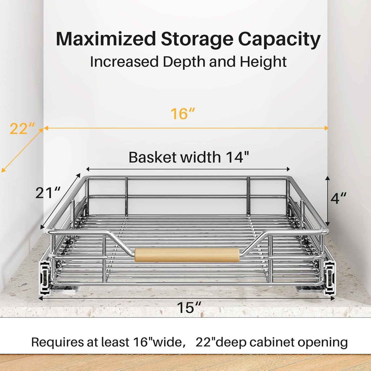 15"W x 21"D Heavy Duty Pull Out Cabinet Organizer