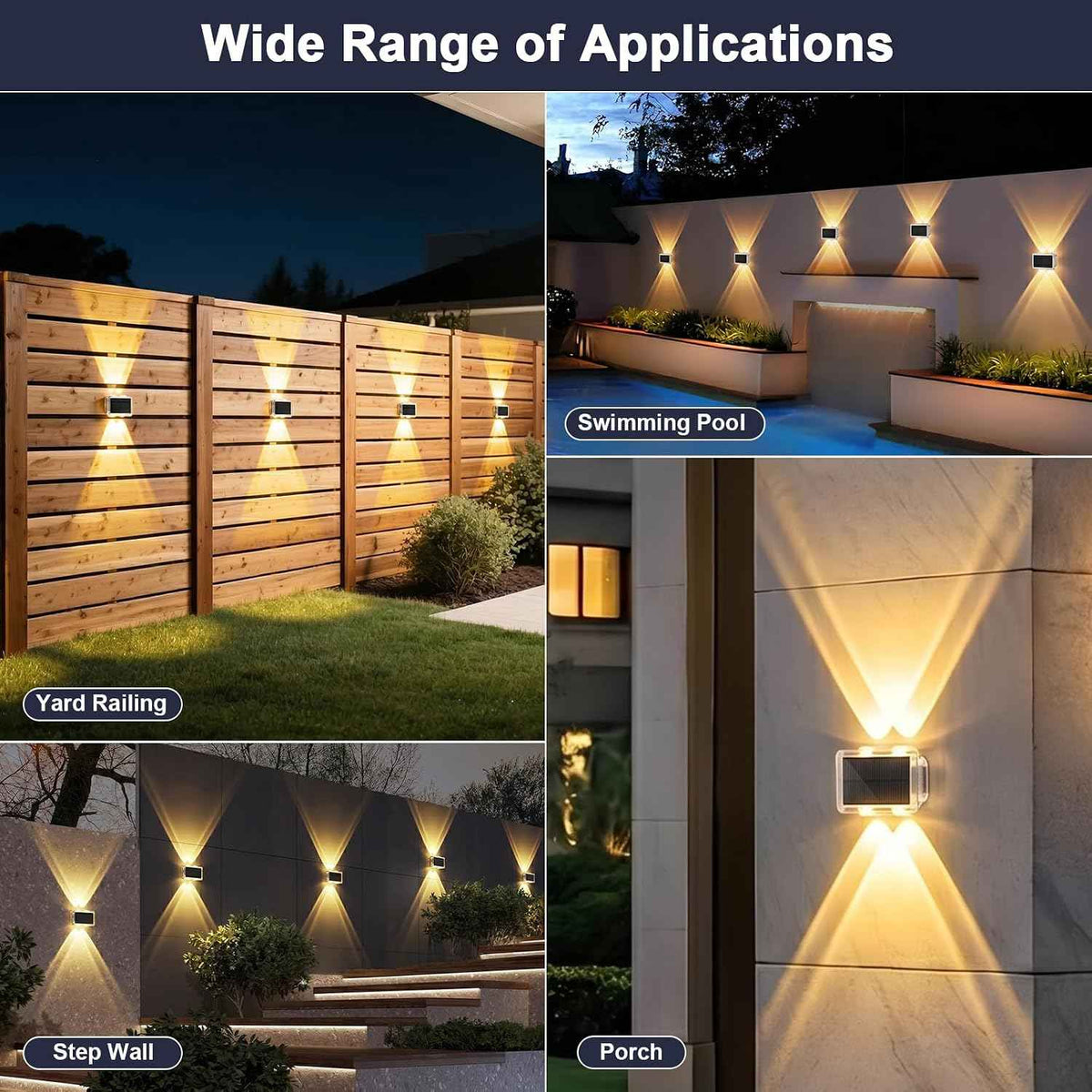 AUDLES Solar Fence Lights Outdoor, New Up Down Lighting Fence Lights Solar Powered with 3 Modes 3000K/4000K/6000K, IP65 Waterproof Solar Wall Light for Backyard Wall Pathway Deck Patio Decor - 8 Pack