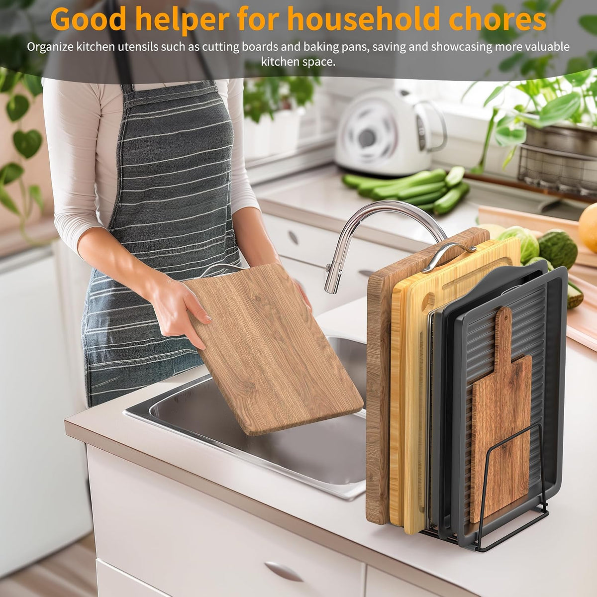 Cutting Board Organizer Rack, 5-Slot, Large