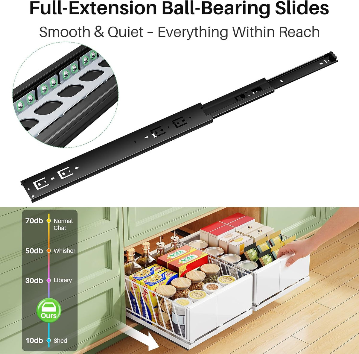 Pull out Cabinet Organizer, 1-Pack Expandable Width(9.8"-13.8") Heavy