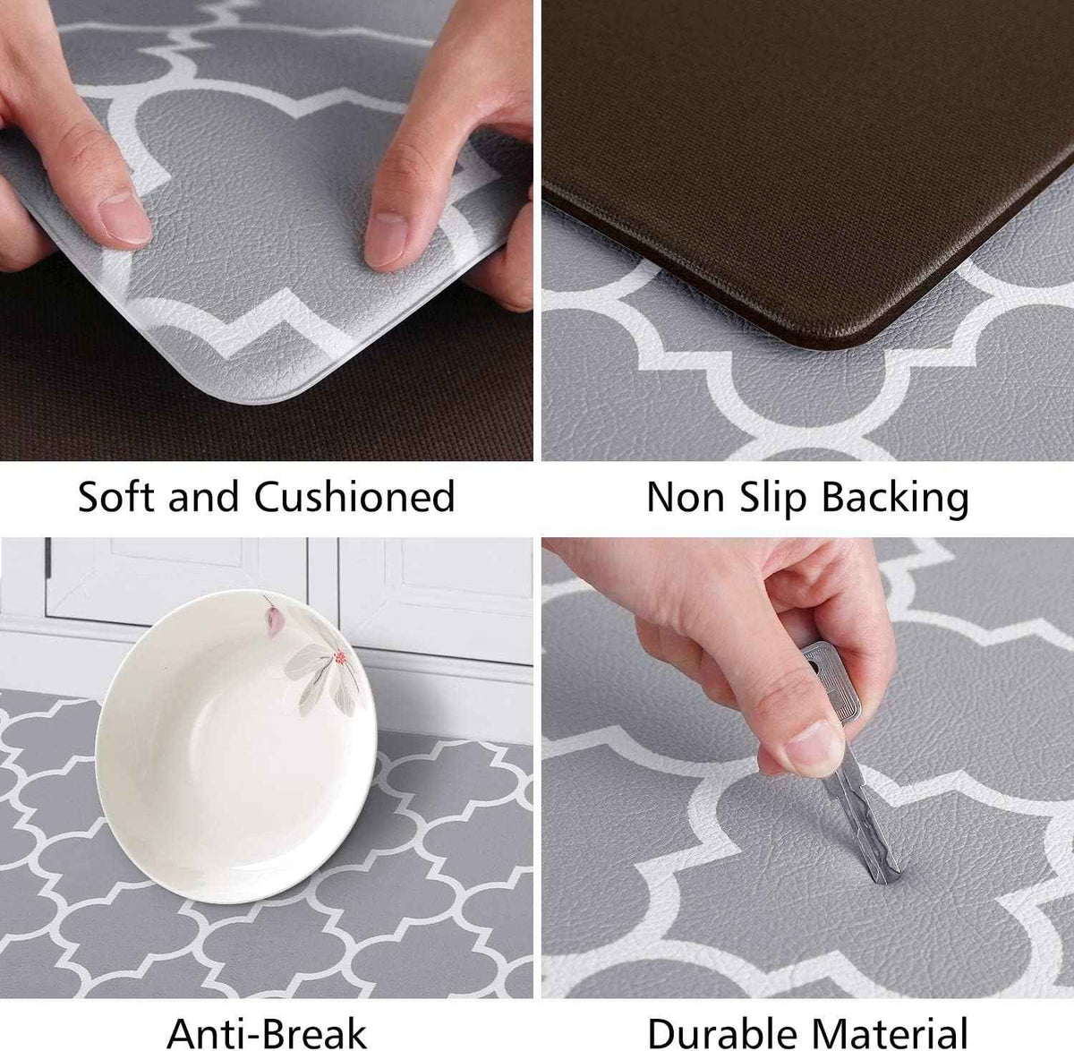 KMAT Kitchen Mat Set of 2,Cushioned Anti-Fatigue Kitchen Mats for Floor | Waterproof Non-Slip Kitchen Rugs Heavy Duty PVC Ergonomic Comfort Foam Rug for Kitchen,Floor Home,Office,Sink,Laundry