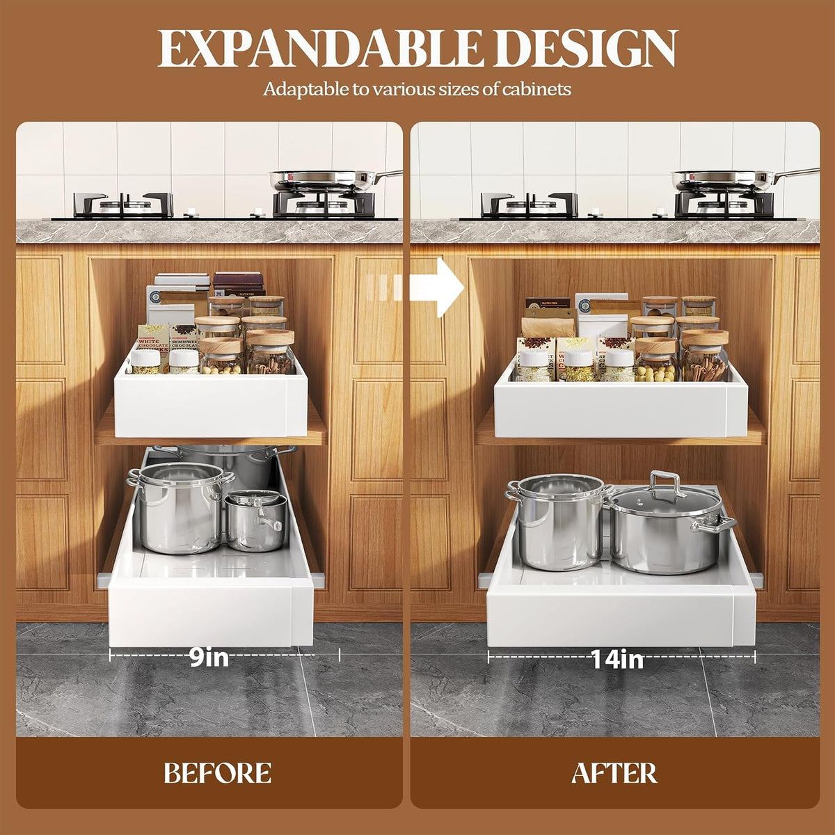 Seinloes 4 Pack 21" Deep Expandable Cabinet Organizers