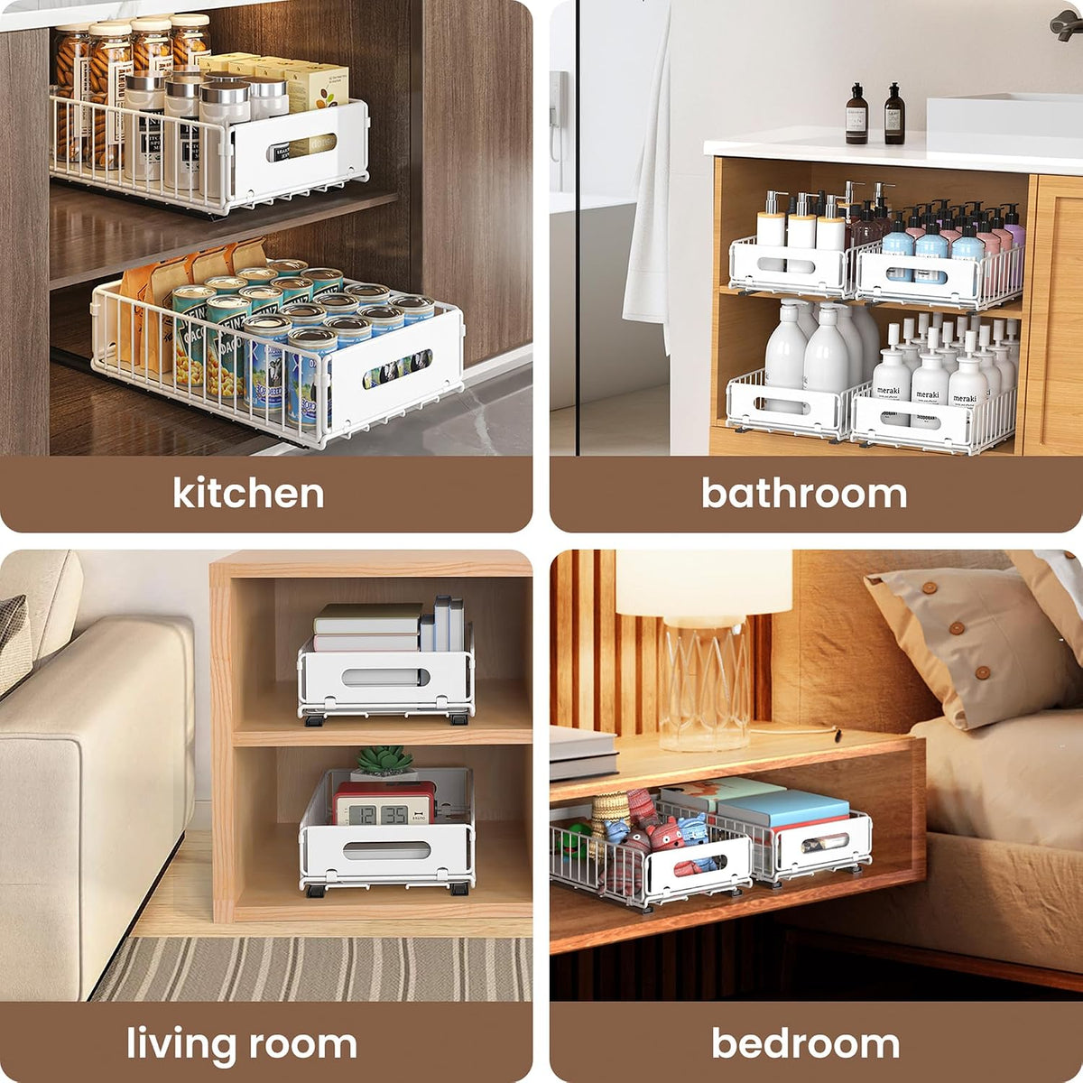 2 Pack Carbon Steel Pull Out Cabinet Organizers