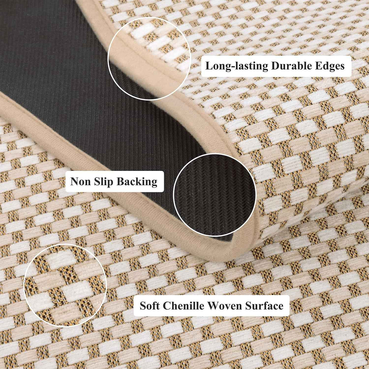 HEBE Kitchen Rugs Sets of 2 Non Slip Washable,20"x59"+20"x32" Cushioned Rubber Kitchen Mats for Floor,Stain Resistant Kitchen Carpet Runner Rug for Hallways, Front of Sink, Laundry