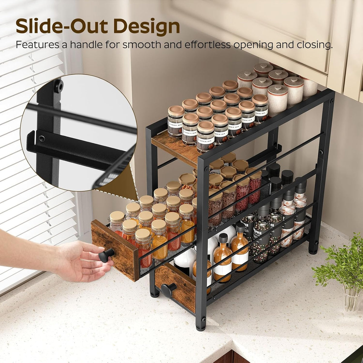 Spice Rack – 3-Tier Pull Out Spice Rack Organizer for Countertop - Field & Nook