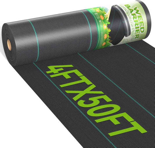 4ftx50ft Weed Barrier Landscape 3.2oz Fabric Heavy Duty, Woven Weed Control Cloth, Woven Geotextile Fabric for Underlayment, Gardening Ground, Commercial Driveway Weed Block Cover Mat