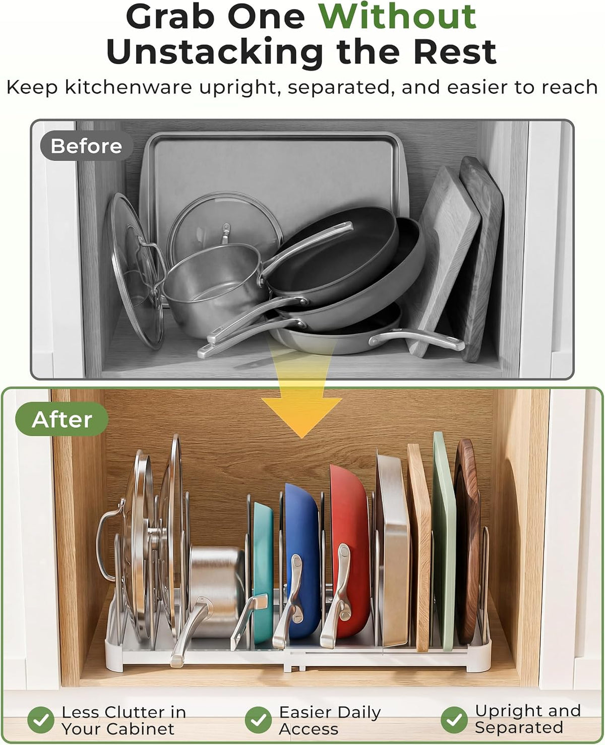 EVERIE Adjustable Cabinet Organizer, 12.6" to 21.5" Wide