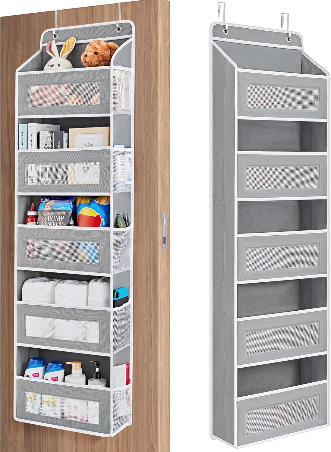Over the Door Organizer for Bedroom – 5 Shelf Grey - Field & Nook