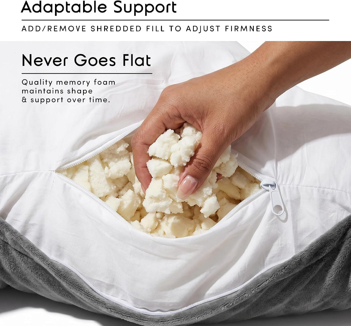 Reading Pillow with Arms – Shredded Foam Backrest with Pockets