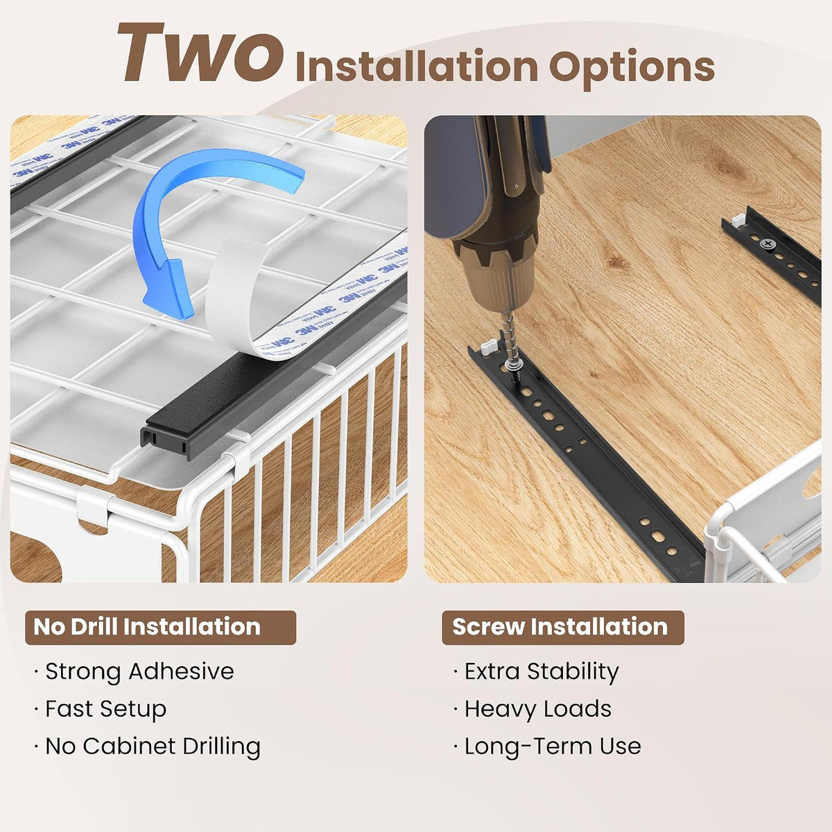 2 Pack Carbon Steel Pull Out Cabinet Organizers