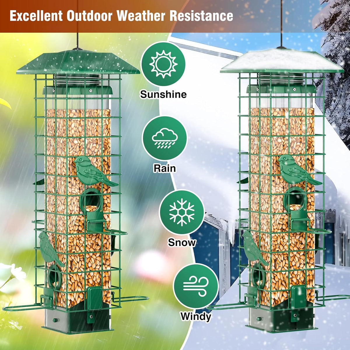 Squirrel-Resistant Hanging Metal Bird Feeder – 3 lb