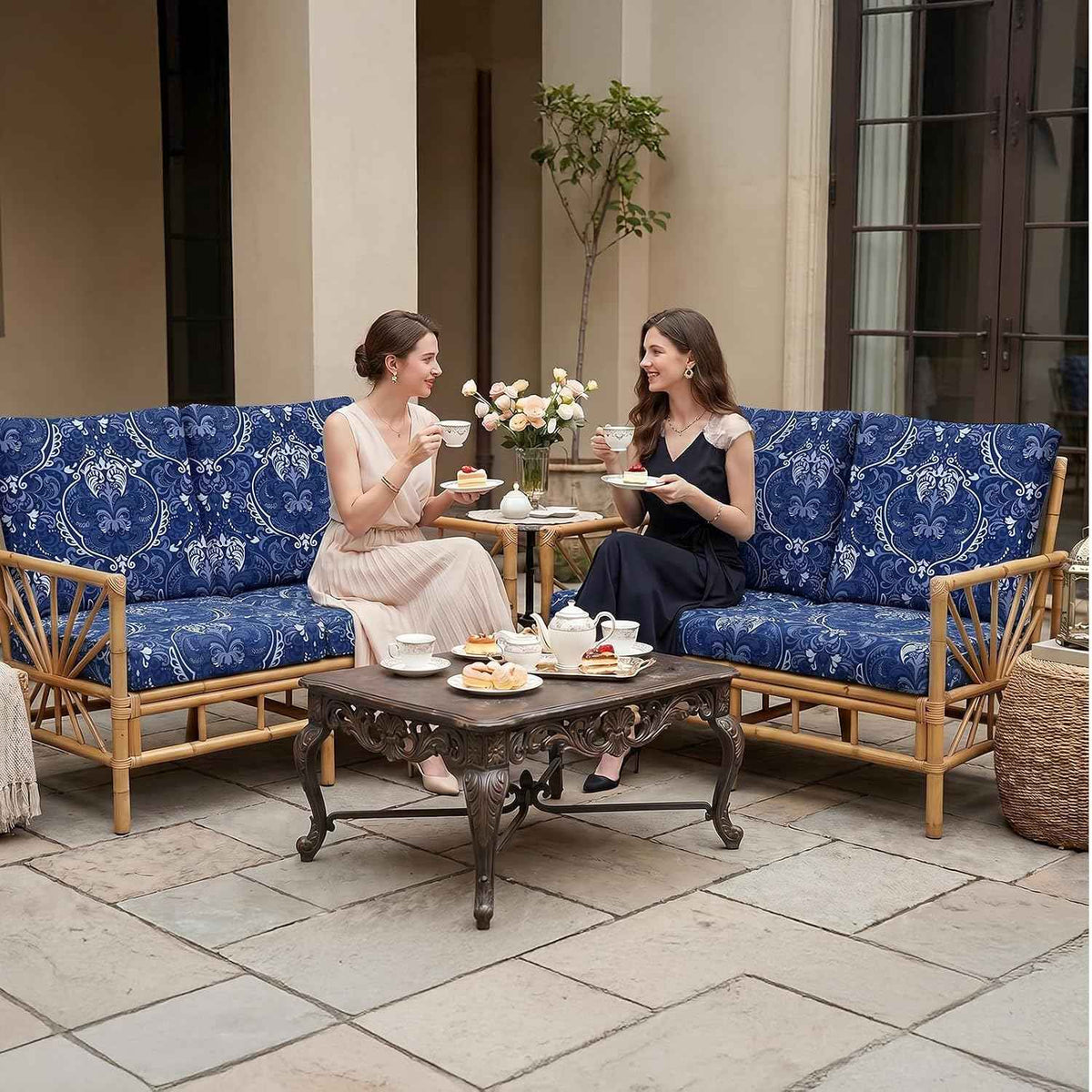 8Pcs Patio Cushion Covers Stretch Outdoor Furniture Protector Slipcovers | Universal Fit Outdoor Cushion Covers, Elastic Bottom, Couch Chair Seat Replacement, Pet Friendly for Dogs, Sofa Slipcovers