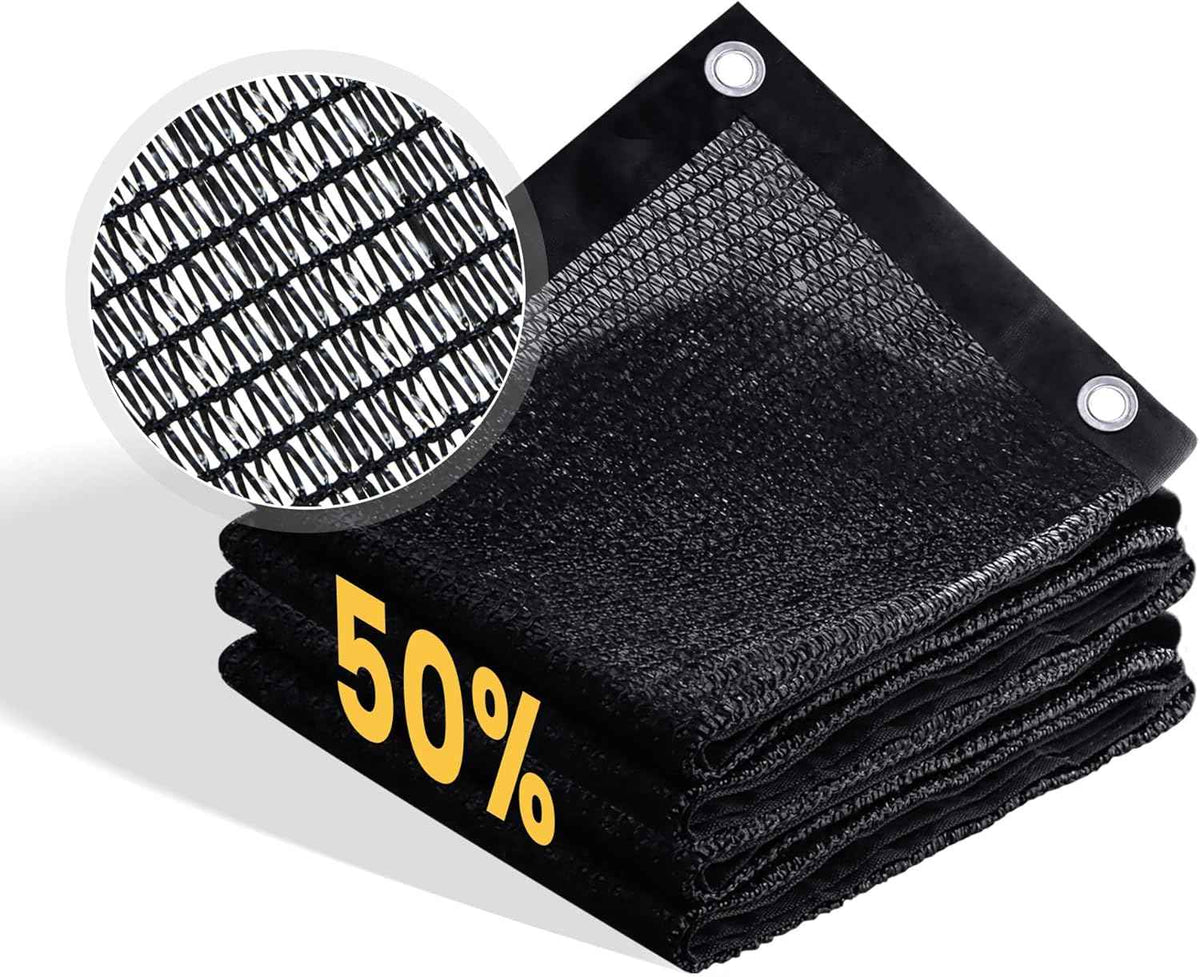 VICLLAX 50% Shade Cloth, 8x10FT Durable Black Mesh Trap with Every 3 FT Grommet, Sun Shade Fabric Netting for for Plants Cover, Greenhouse, Chicken Coop, Barn Kennel, Garden Patio