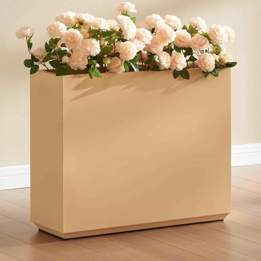 Metallic Heavy Outdoor Planter Box, Span Planter, Long and Tall Divider Planter, 30Lx10Wx24H, Coral Peach, Seamless 30.8 Pounds