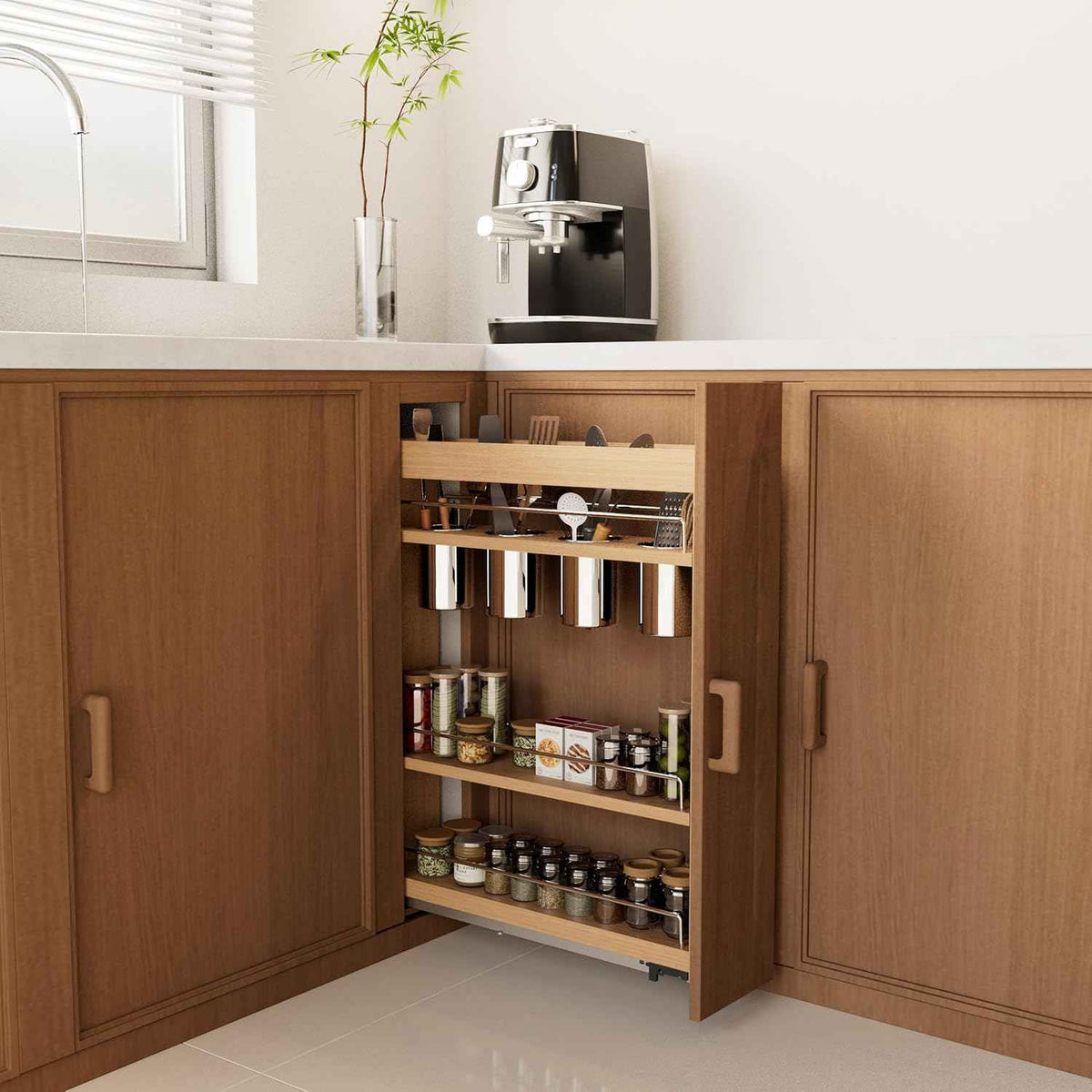 DINDON Pull-Out Spice Rack Organizer, 5" W x 21.9" D