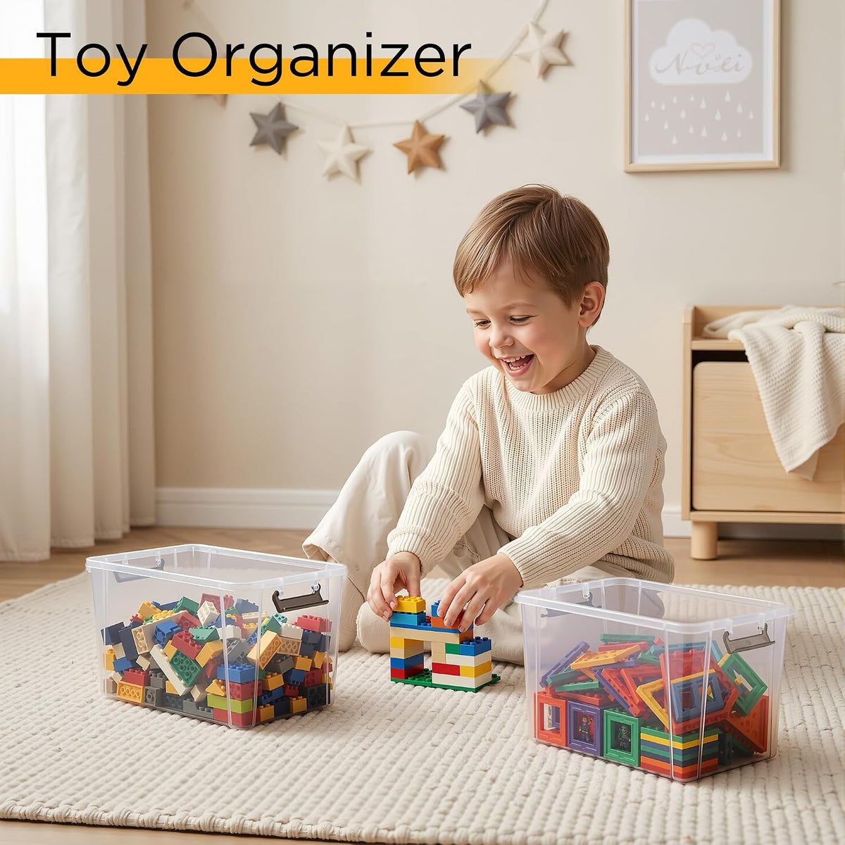 Citylife 6Packs 7.8Qt Plastic Storage Bins with Lids, Clear Organizer | Stackable totes Containers for Craft Supplies, Documents,Garage,Toys,Office and Classroom - Field & Nook