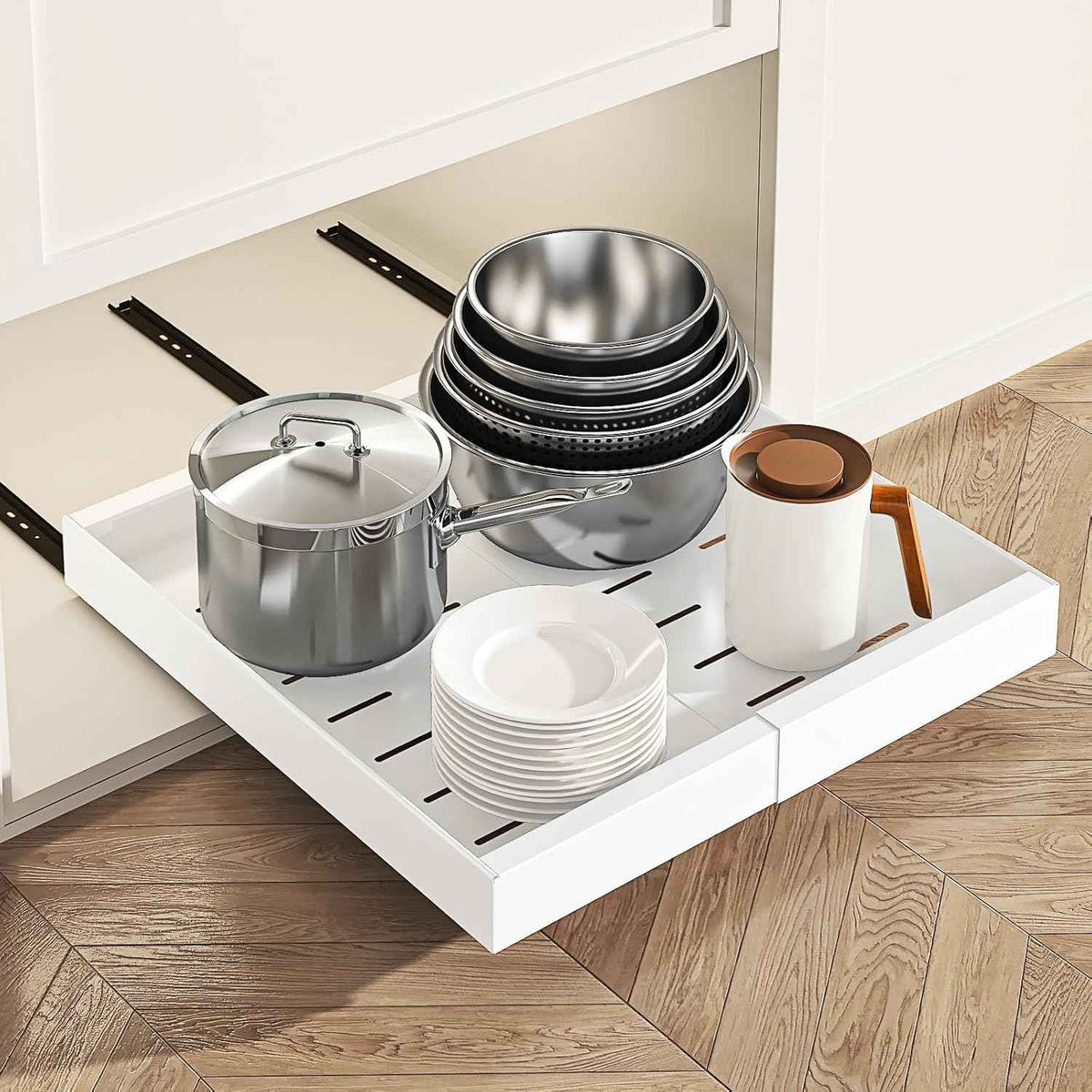Pull Out Cabinet Organizer Expandable 12.6"-20.4"Wx 21"Deep,1 Pack