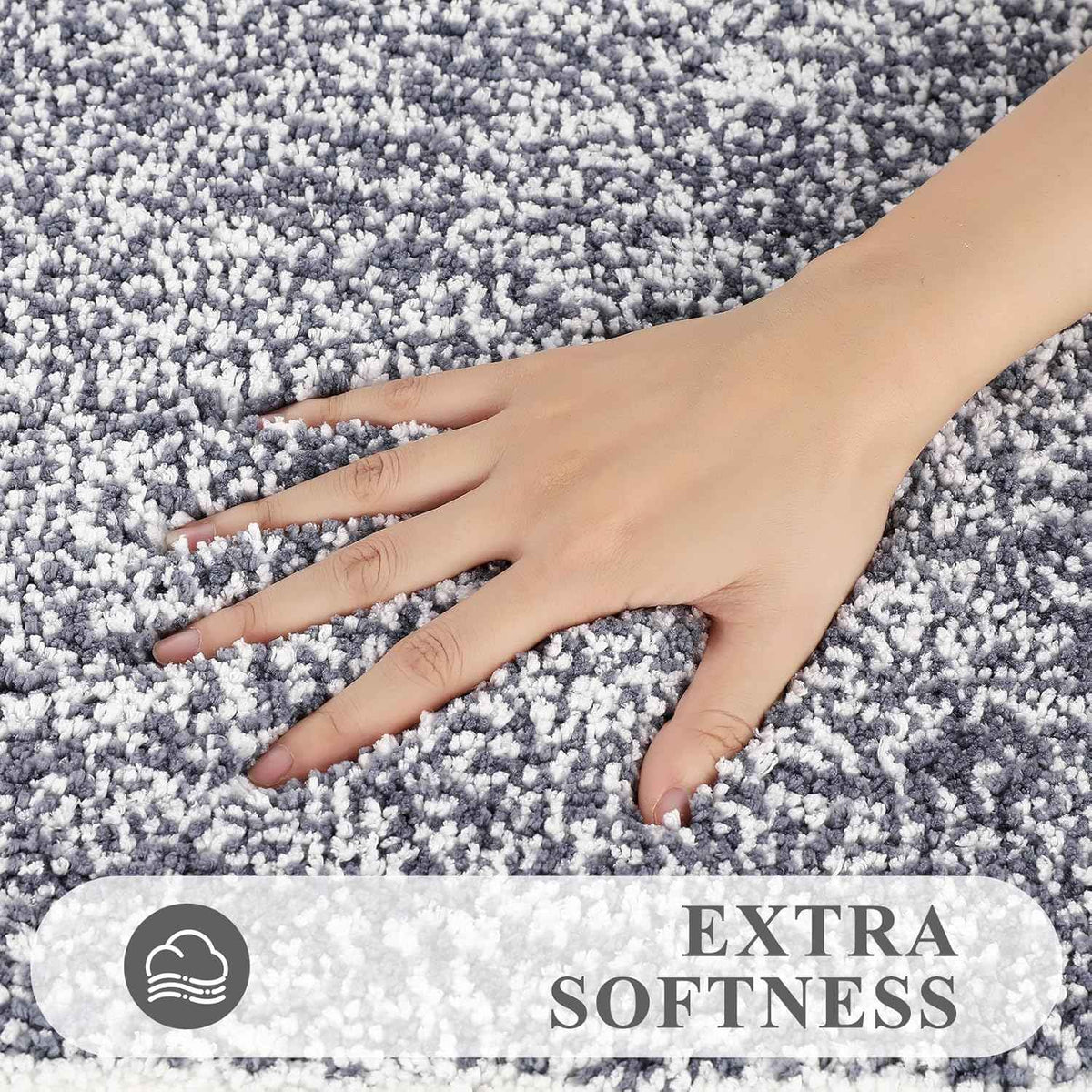 Bathroom Rugs 3-Piece Set | Non-Slip, Washable, Soft Microfiber Bath Mats – Dark Grey